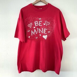 Vintage 90s Hanes Heavyweight 100% Cotton T Shirt XL Red "Be Mine" Valentine y2K